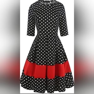Womens polkadot retro style red black 2xl